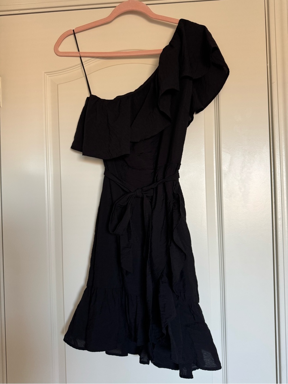 Express Black One-Shoulder Ruffle Dress